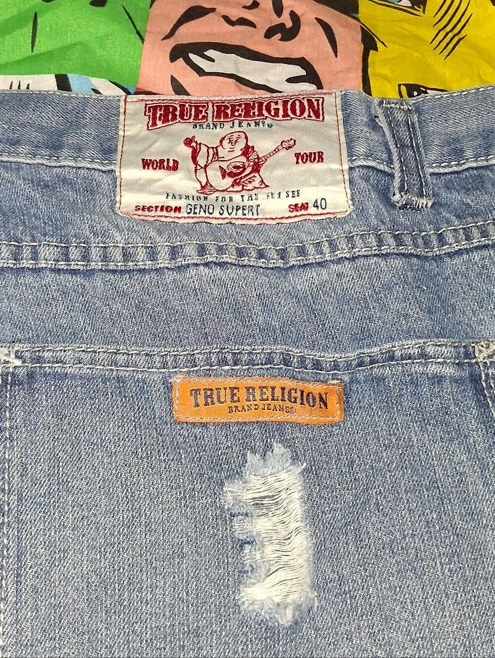 True Religion Geno Supert Carpenter Blue Jean Denim Shorts